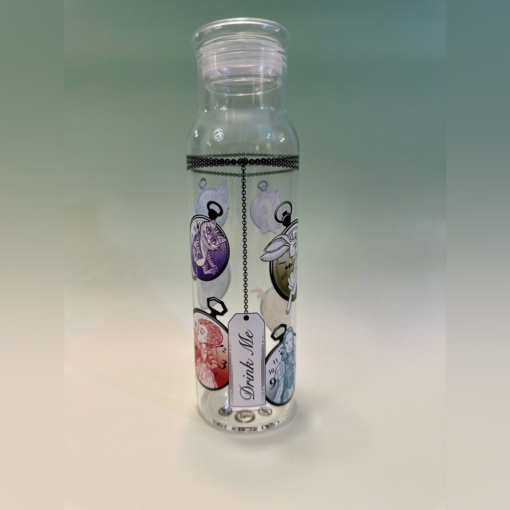 Live action Alice in Wonderland Themed glass Water Bottle